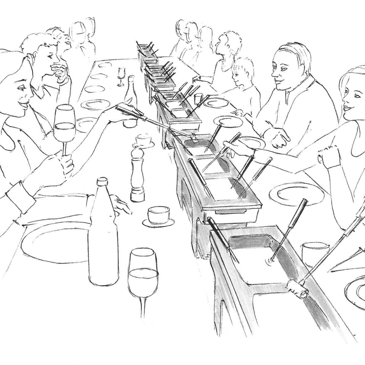 fondue-garnitur-edelstathl-catering Fondue Rechaud Catering oder Spaghetti Plausch